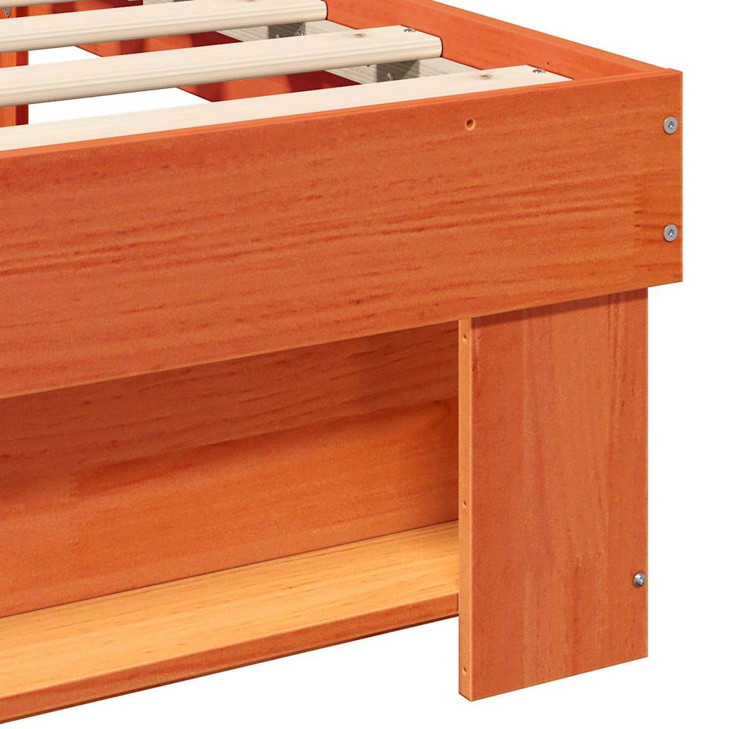 Bed Frame with Headboard Wax brown 80 x 200 cm Solid pine wood